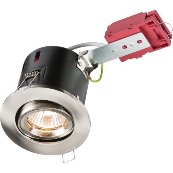 Knightsbridge VFRSGICCBR Brushed Chrome IP20 50W Max 101mm Dimmable LED GU10 IC Fire Rated Tilt Downlight