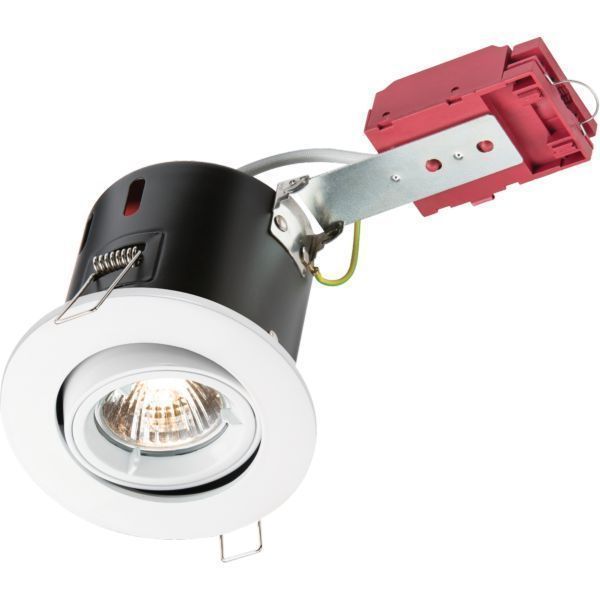 Knightsbridge VFRSGICW White IP20 50W Max 101mm Dimmable LED GU10 IC Fire Rated Tilt Downlight