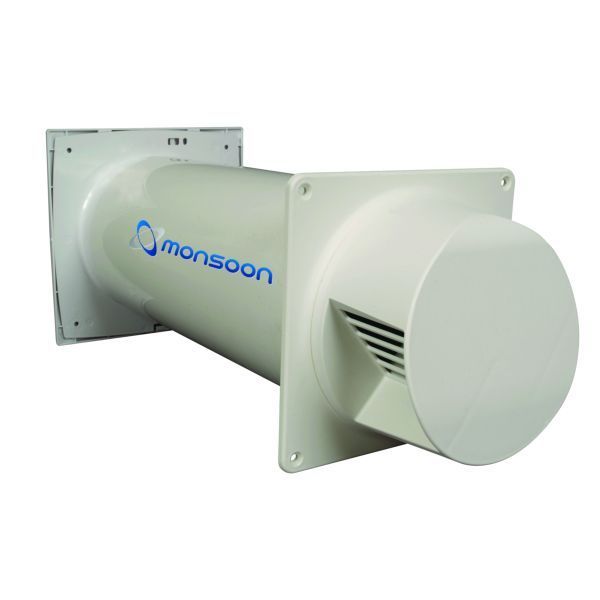 National Ventilation ESWK6W Monsoon White 150mm EnergySaver Patented Design Wall Kit