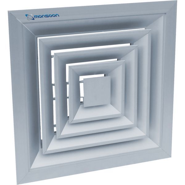 National Ventilation FWD200 Monsoon White Finish 200mm 4 Way Diffuser 347x347mm