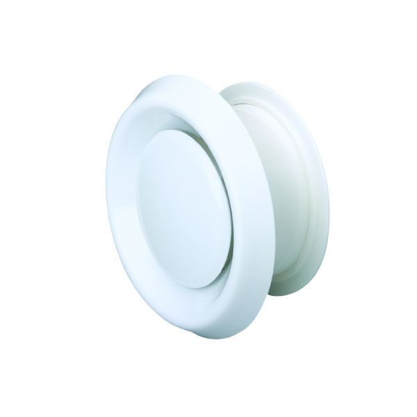 National Ventilation MONV136-28WH Monsoon Adjustable Air Valve with Fixing Collar 200mm