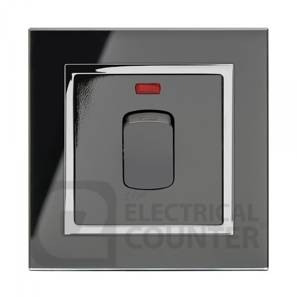 Black 20A Heater Switch with Chrome Trim and Glass Surround