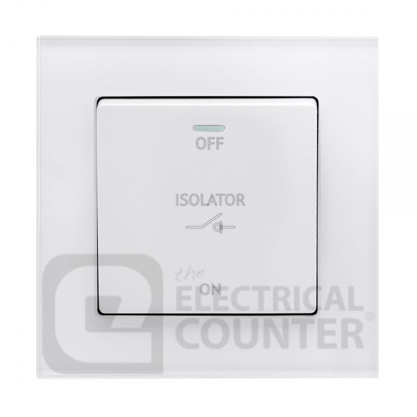 White Fan Isolator Switch with Glass Surround