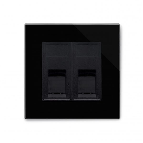 Black Dual CAT6e Socket with Glass Surround