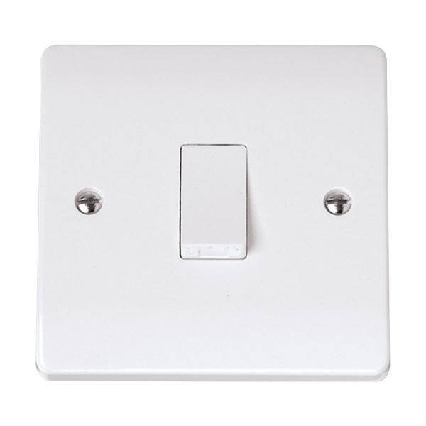 Click CCA025 Curva White Plastic 1 Gang 10AX Intermediate Plate Switch