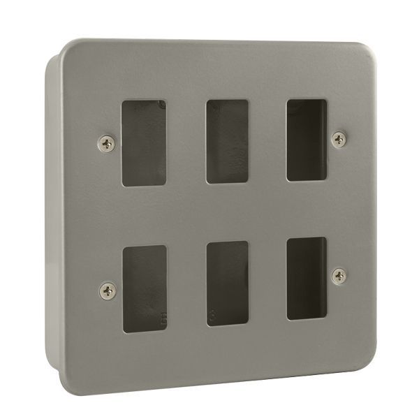 Click CL20506B Essentials Metal Clad 6 Gang GridPro No Knockouts Frontplate and Back Box