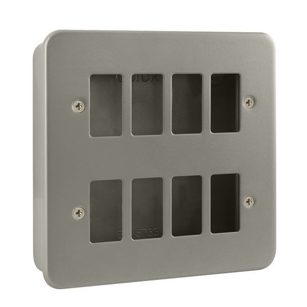 Click CL20508B Essentials Metal Clad 8 Gang GridPro No Knockouts Frontplate and Back Box