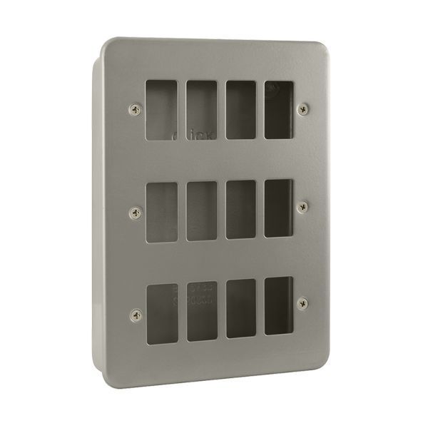Click CL20512B Essentials Metal Clad 12 Gang GridPro No Knockouts Frontplate and Back Box