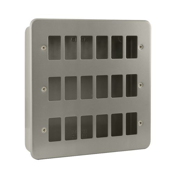 Click CL20518B Essentials Metal Clad 18 Gang GridPro No Knockouts Frontplate and Back Box