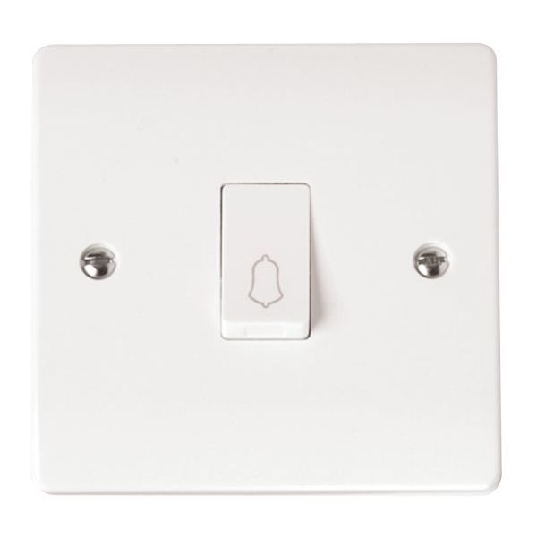 Click CMA027 Polar White Mode 1 Gang 10AX 1 Way Retractive Plate BELL Switch 
