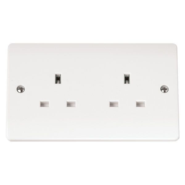 13A White Plastic Mains Socket Plug Outlet Single Double Gang Switch Unswitched 