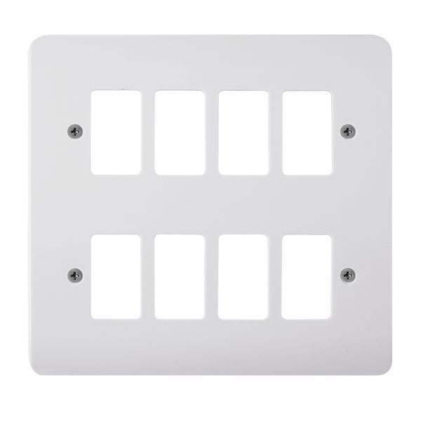 Click CMA20508 GridPro Polar White 8 Gang Mode Accessories Front Plate