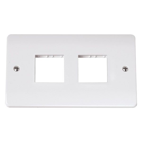 Click CMA404 MiniGrid White 2 Gang 2x2 Aperture Unfurnished Front Plate