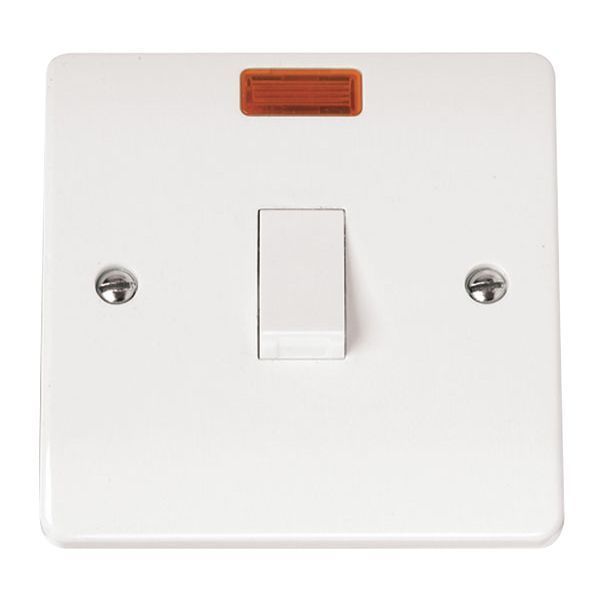 Click CMA623 Polar White Mode 20A 2 Pole Neon Plate Switch