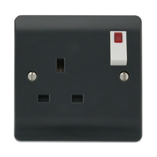 Click CMA835AG Mode Part M Anthracite Grey 1 Gang 13A Neon 2 Pole Switched Socket Outlet 