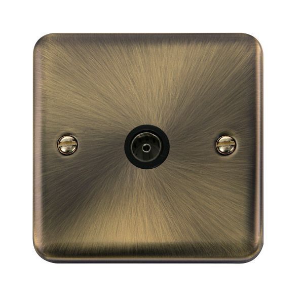 Click DPAB065BK Deco Plus Antique Brass 1 Gang Non-Isolated Co-Axial Socket - Black Insert