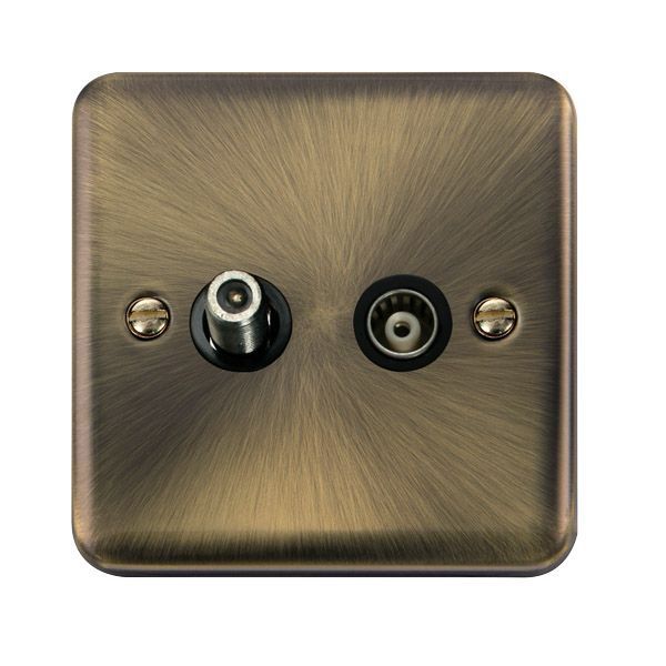 Click DPAB157BK Deco Plus Antique Brass Isolated Co-Axial Satellite Socket - Black Insert