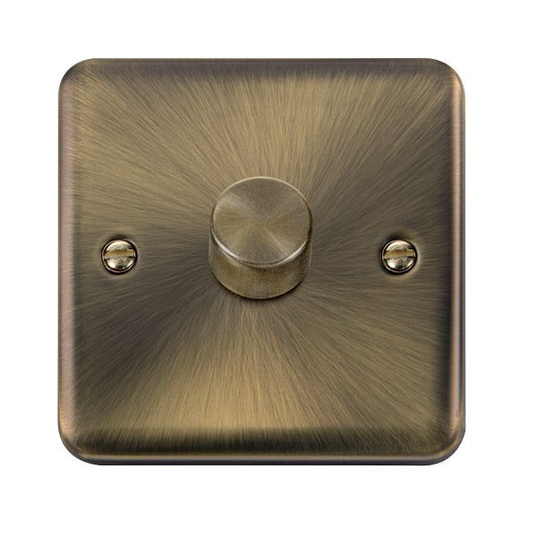 Click DPAB161 Deco Plus Antique Brass 1 Gang 2 Way 100W LED Dimmer Switch