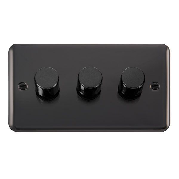 Click DPBN163 Deco Plus Black Nickel 3 Gang 2 Way 100W LED Dimmer Switch