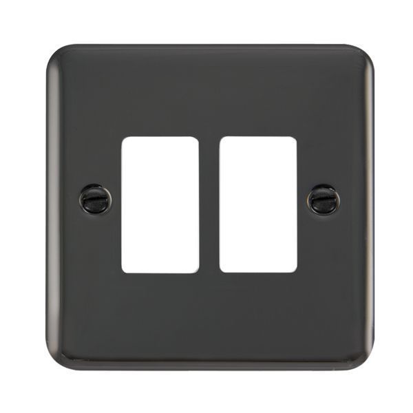 Click DPBN20402 GridPro Black Nickel 2 Gang Deco Plus Front Plate