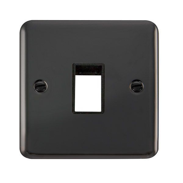 Click DPBN401BK MiniGrid Black Nickel 1 Gang 1 Aperture Deco Plus Unfurnished Front Plate - Black Insert