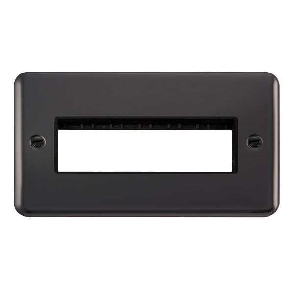 Click DPBN426BK MiniGrid Black Nickel 2 Gang 6 In-Line Aperture Deco Plus Unfurnished Front Plate - Black Insert