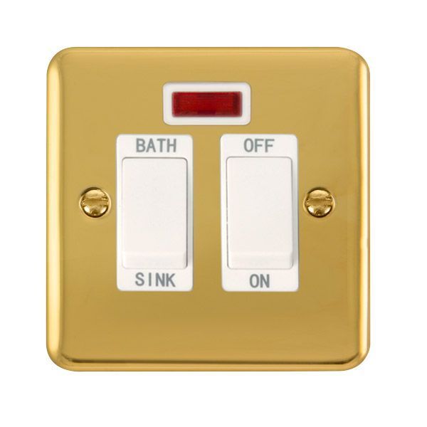 Click DPBR024WH Deco Plus Polished Brass 20A 2 Pole Sink or Bath Switch - White Insert