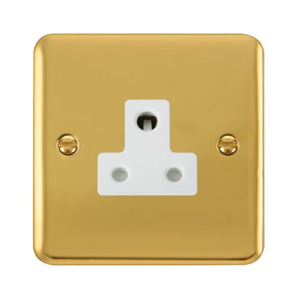 Click DPBR038WH Deco Plus Polished Brass 5A Round Pin Socket - White Insert