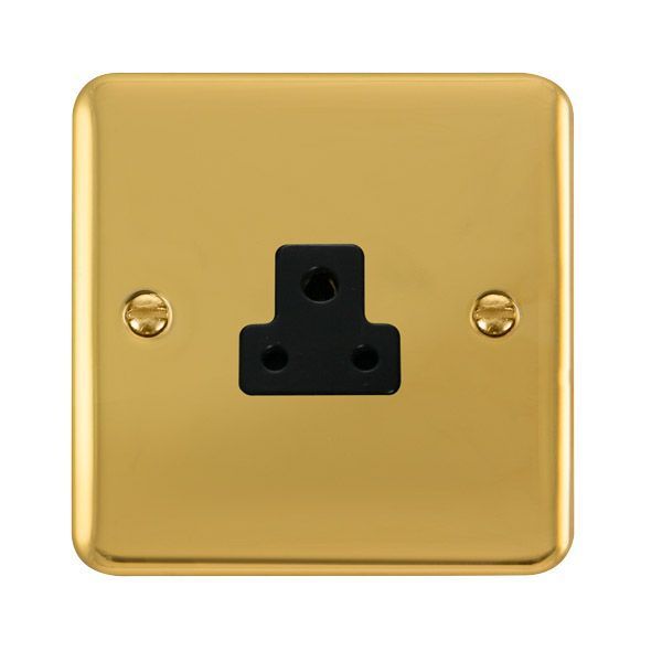 Click DPBR039BK Deco Plus Polished Brass 2A Round Pin Socket - Black Insert
