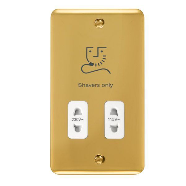 Watch a video of the Click DPBR100WH Deco Plus Polished Brass Dual Voltage 115-230V Shaver Socket - White Insert