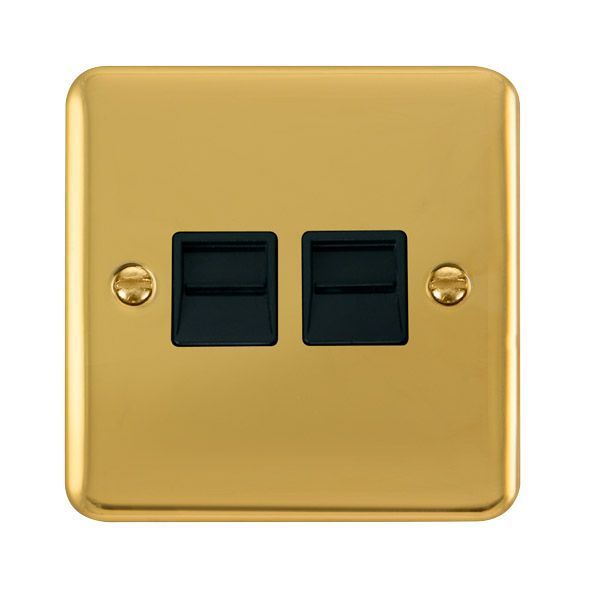 Watch a video of the Click DPBR126BK Deco Plus Polished Brass 2 Gang Secondary Telephone Socket - Black Insert