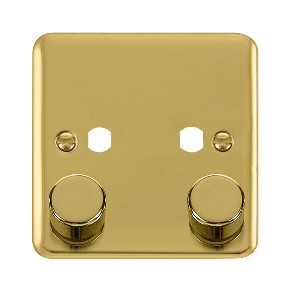 Watch a video of the Click DPBR152PL Deco Plus Polished Brass 2 Gang Dimmer Switch Plate with Knobs