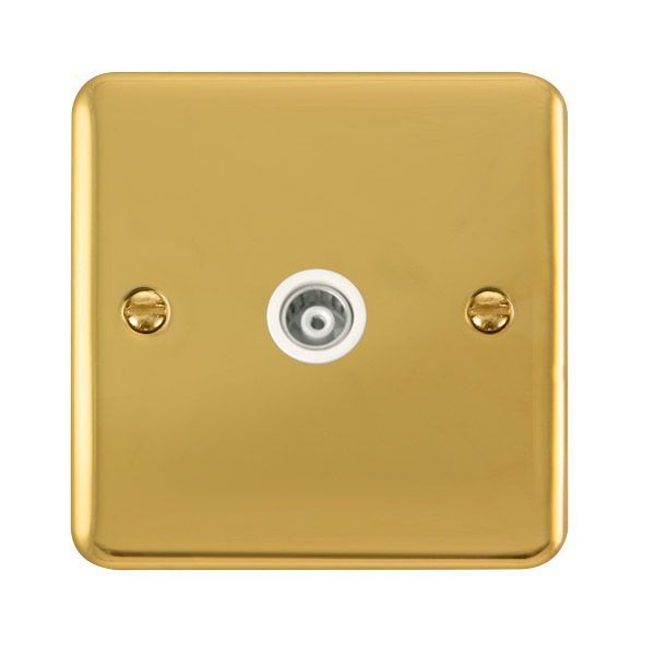 Watch a video of the Click DPBR158WH Deco Plus Polished Brass 1 Gang Isolated Co-Axial Socket - White Insert