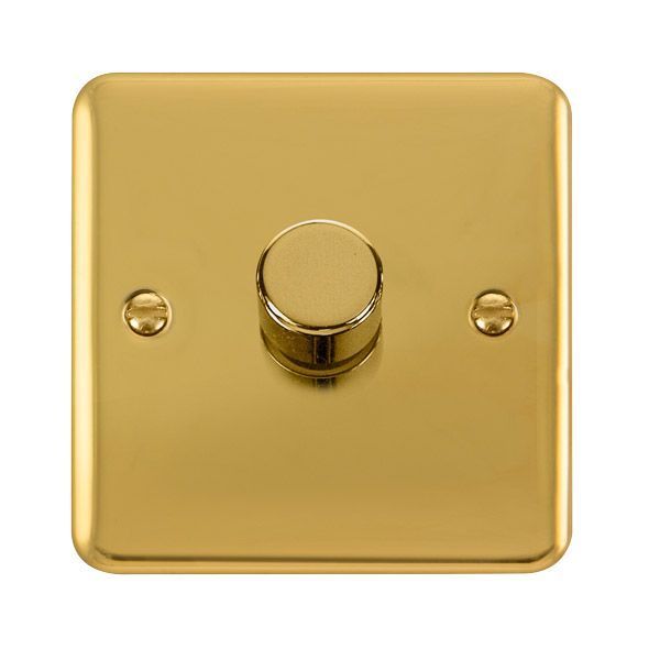 Click DPBR161 Deco Plus Polished Brass 1 Gang 100W 2 Way LED Dimmer Switch