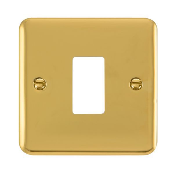 Click DPBR20401 GridPro Polished Brass 1 Gang Deco Plus Front Plate