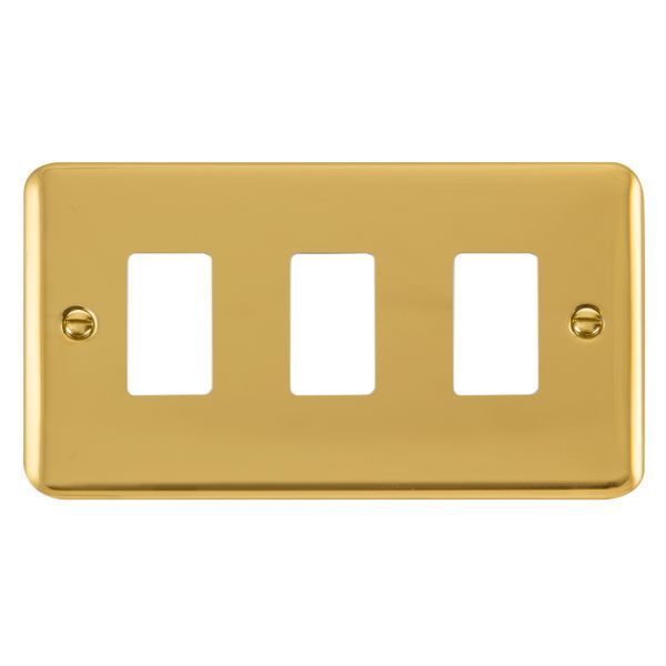 Click DPBR20403 GridPro Polished Brass 3 Gang Deco Plus Front Plate