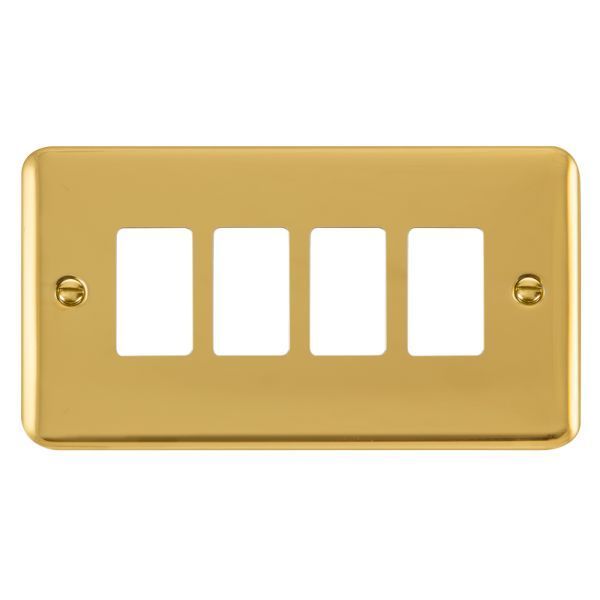 Click DPBR20404 GridPro Polished Brass 4 Gang Deco Plus Front Plate