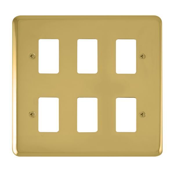 Click DPBR20506 GridPro Polished Brass 6 Gang Deco Plus Front Plate