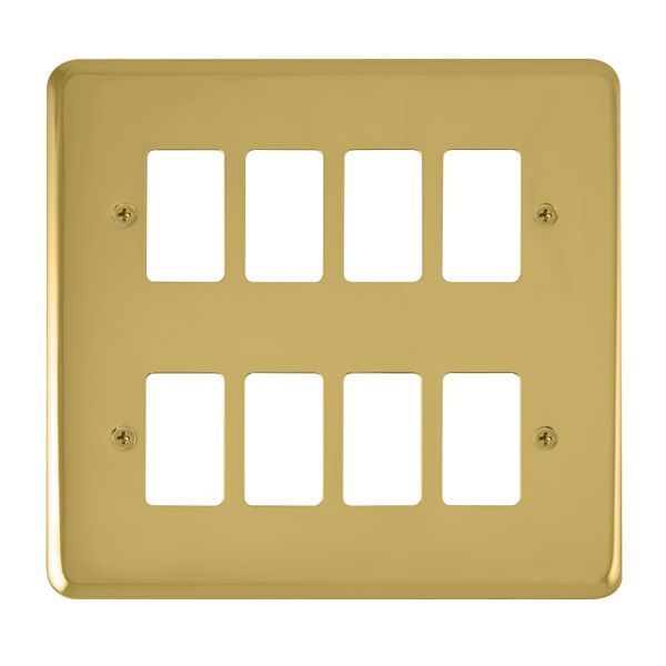 Click DPBR20508 GridPro Polished Brass 8 Gang Deco Plus Front Plate