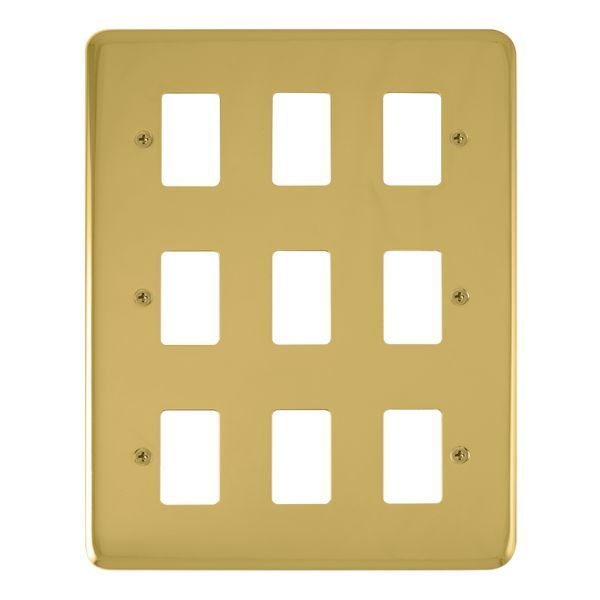 Click DPBR20509 GridPro Polished Brass 9 Gang Deco Plus Front Plate