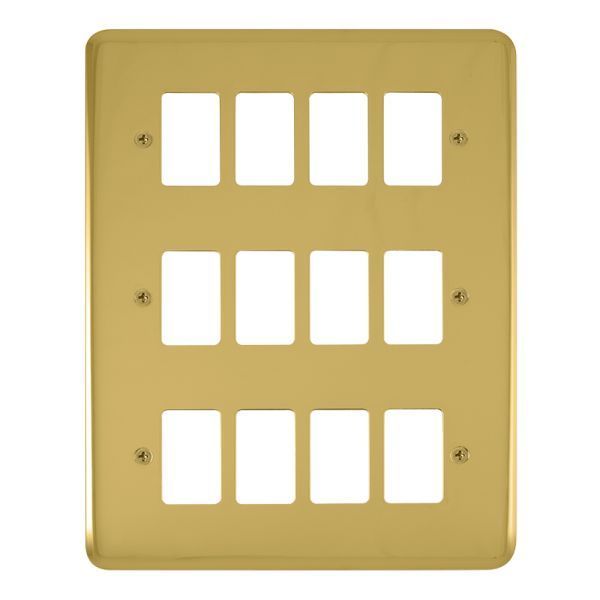 Click DPBR20512 GridPro Polished Brass 12 Gang Deco Plus Front Plate