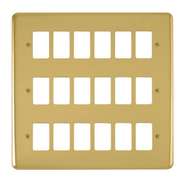 Click DPBR20518 GridPro Polished Brass 18 Gang Deco Plus Front Plate