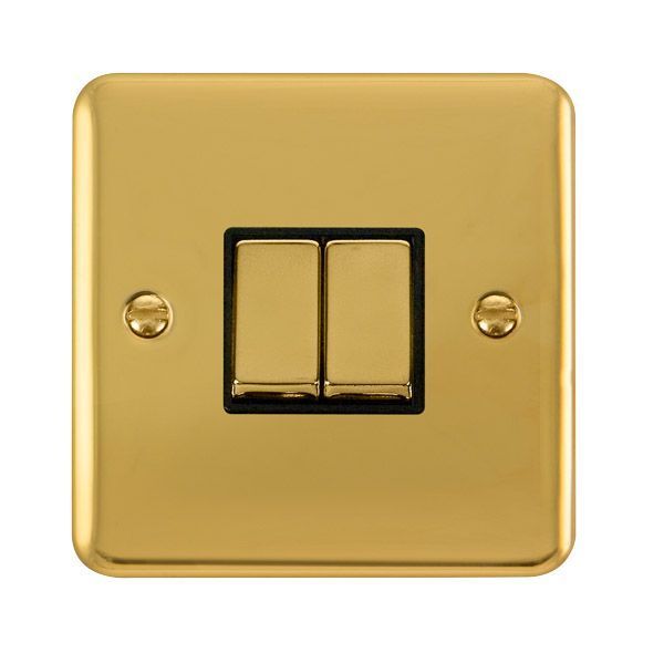 Watch a video of the Click DPBR412BK Deco Plus Polished Brass Ingot 2 Gang 10AX 2 Way Plate Switch - Black Insert