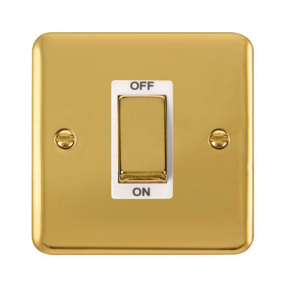 Click DPBR500WH Deco Plus Polished Brass 1 Gang 45A 2 Pole Cooker Switch - White Insert