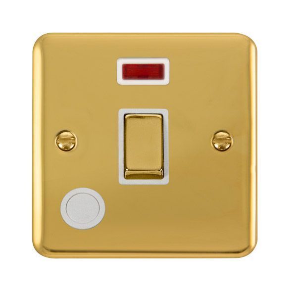 Watch a video of the Click DPBR523WH Deco Plus Polished Brass Ingot 1 Gang 20A 2 Pole Flex Outlet Neon Switch - White Insert