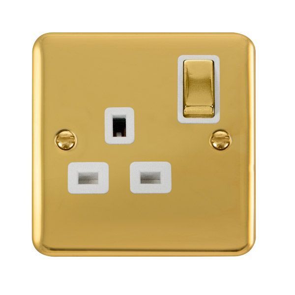Watch a video of the Click DPBR535WH Deco Plus Polished Brass Ingot 1 Gang 13A 2 Pole Switched Socket - White Insert