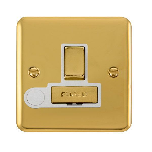 Click DPBR551WH Deco Plus Polished Brass 13A Flex Outlet Switched Fused Spur Unit - White Insert
