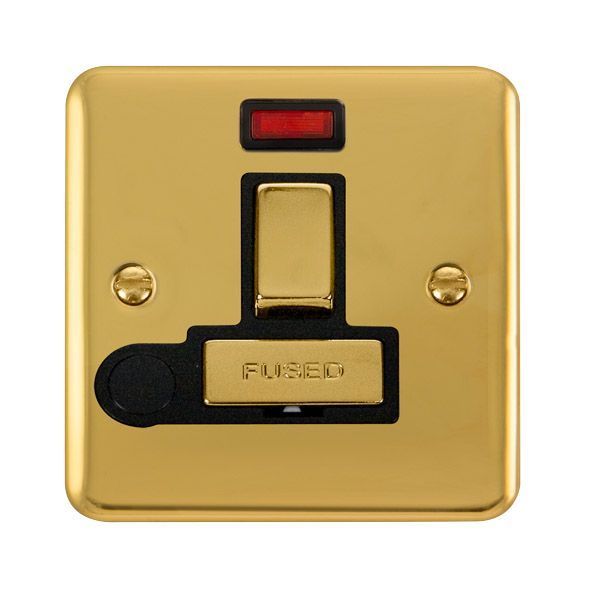 Watch a video of the Click DPBR552BK Deco Plus Polished Brass 13A Flex Outlet Neon Switched Fused Spur Unit - Black Insert