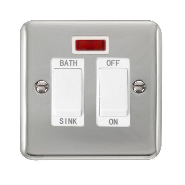 Watch a video of the Click DPCH024WH Deco Plus Polished Chrome 20A 2 Pole Sink or Bath Switch - White Insert