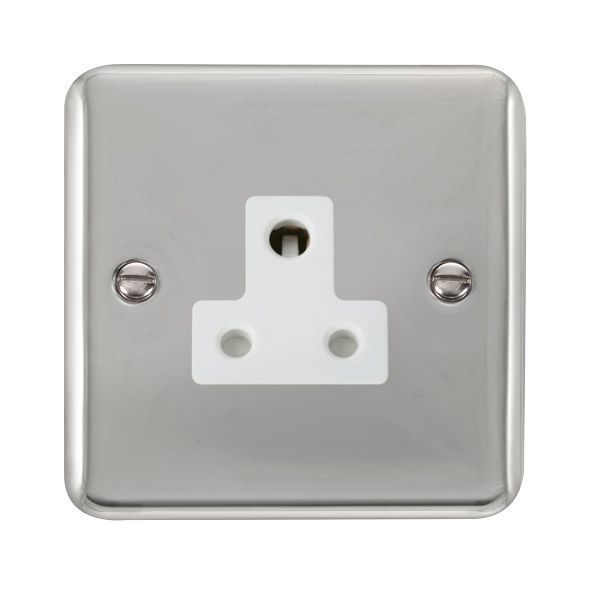 Click DPCH038WH Deco Plus Polished Chrome 5A Round Pin Socket - White Insert